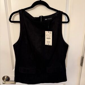 NWT Zara Sophisticated Black Suede Shirt size XL